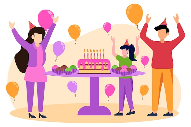 Vector birthday party flat design illustration