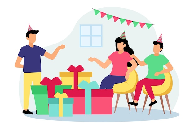 Vector birthday party flat design illustration