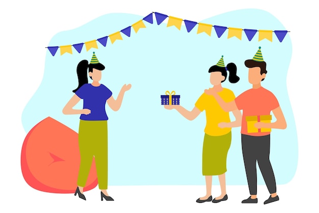 Birthday Party Flat Design Illustration