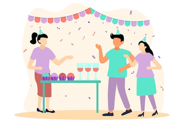 Birthday party flat design illustration