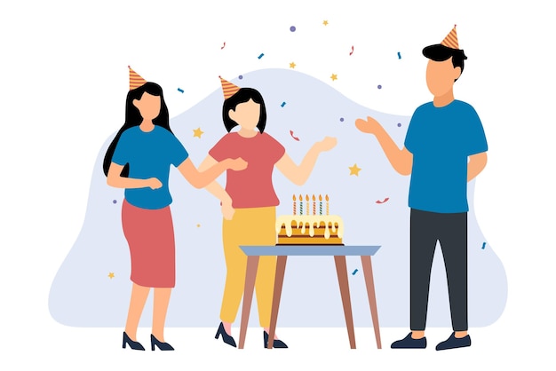 Vector birthday party flat design illustration