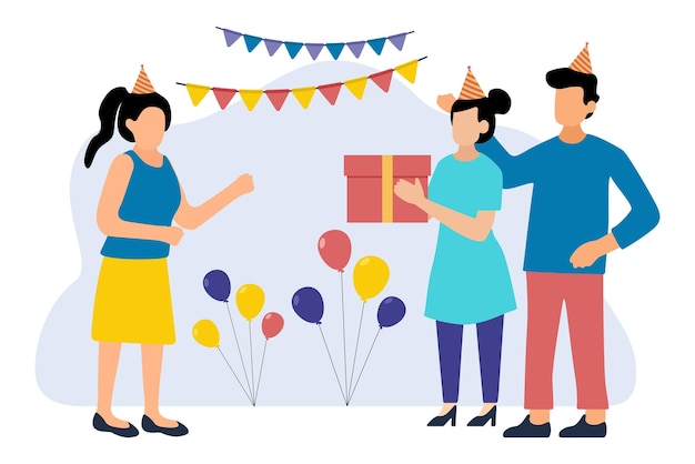 Vector birthday party flat design illustration