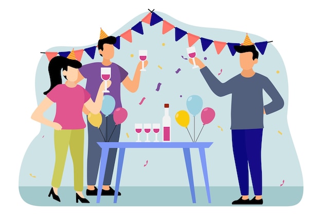 Birthday Party Flat Design Illustration