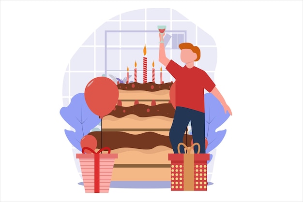 Vector birthday party flat design illustration