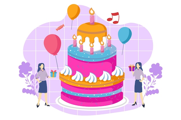 Birthday Party Flat Design Illustration