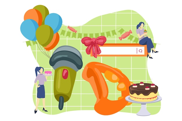 Иллюстрация дизайна квартиры для вечеринки по случаю дня рождения