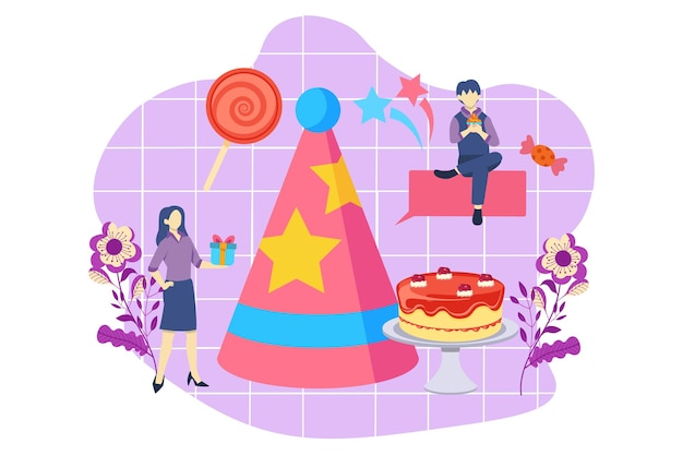 Vector birthday party flat design illustration