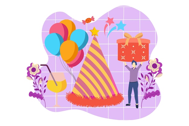 Vector birthday party flat design illustration