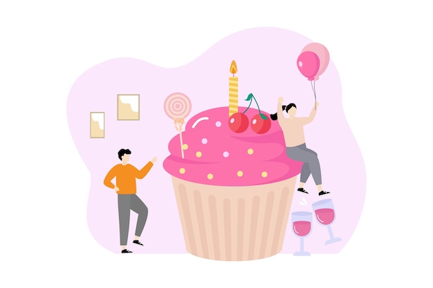 Birthday Party Flat Illustration Design