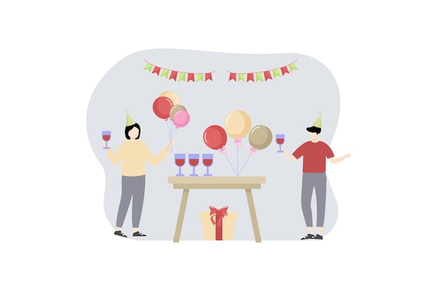 birthday party flat illustration design