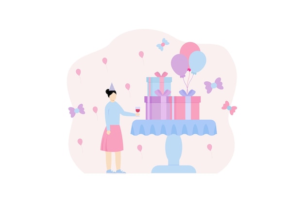 Birthday Party Flat Illustration Design