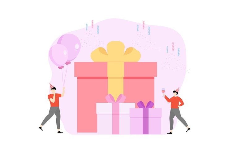 Vector 생일 파티 플래트 일러스트레이션 디자인