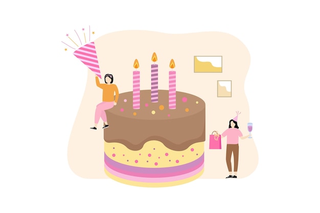 Vector birthday party flat illustration design