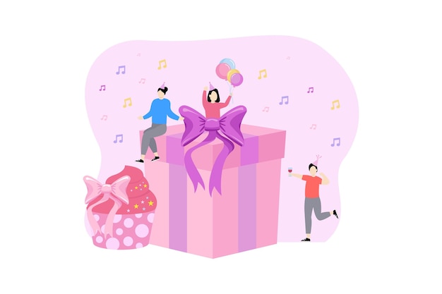 Birthday Party Flat Illustration Design