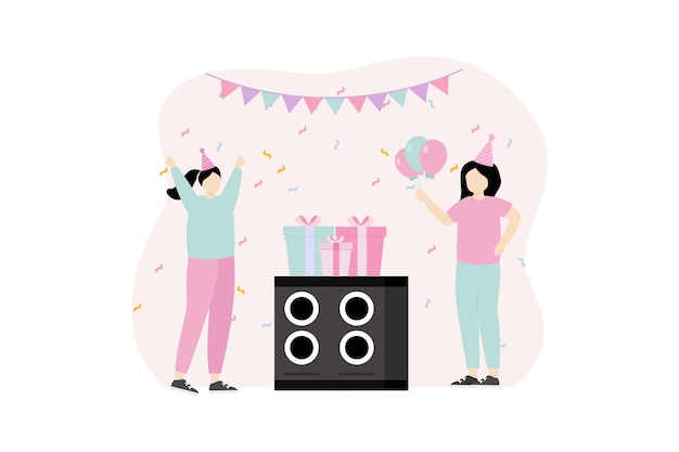 Birthday Party Flat Illustration Design