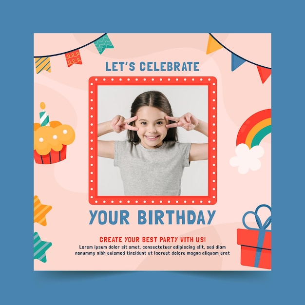 Vector birthday party flyer template