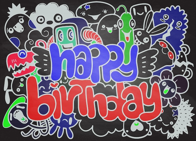 Vector birthday party hand drawn background