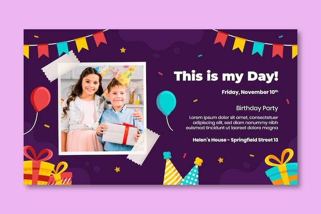 Birthday party horizontal banner template