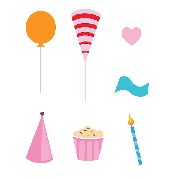 birthday party icons vector illustration