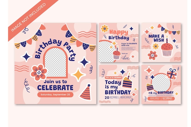 Premium Vector | Birthday party ig posts