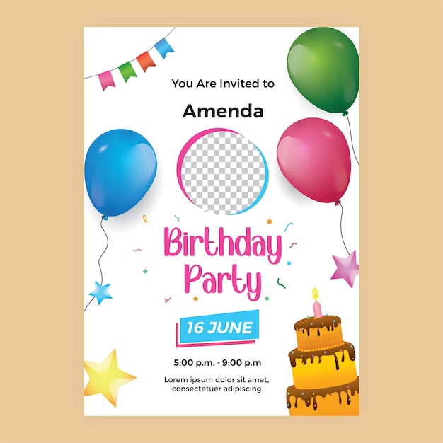 Poster di invito a una festa di compleanno