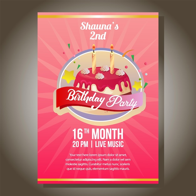 birthday party invitation with cake tower