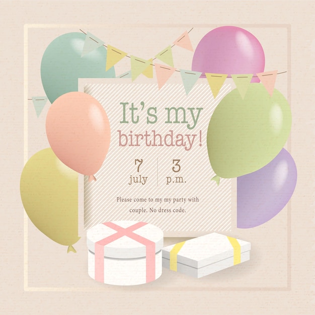 Vector a birthday party invitation with a sign that says it's my birthday!