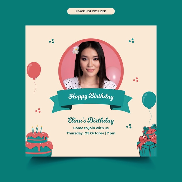 Birthday party social media poster