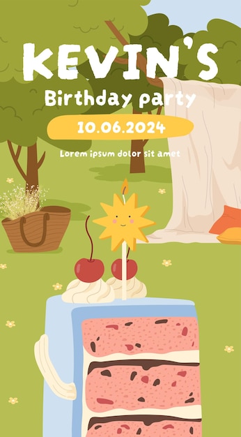 Birthday party story vector template