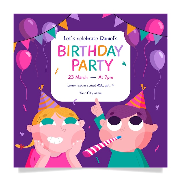 Birthday party with kids template