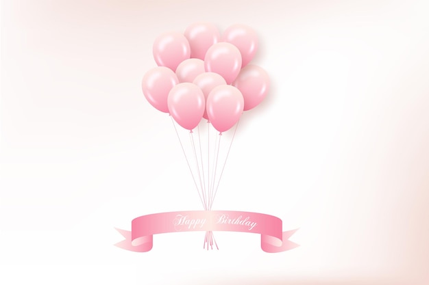 Birthday pink balloons  with pink background