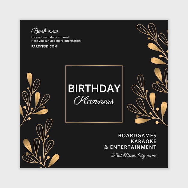 Birthday planners squared flyer