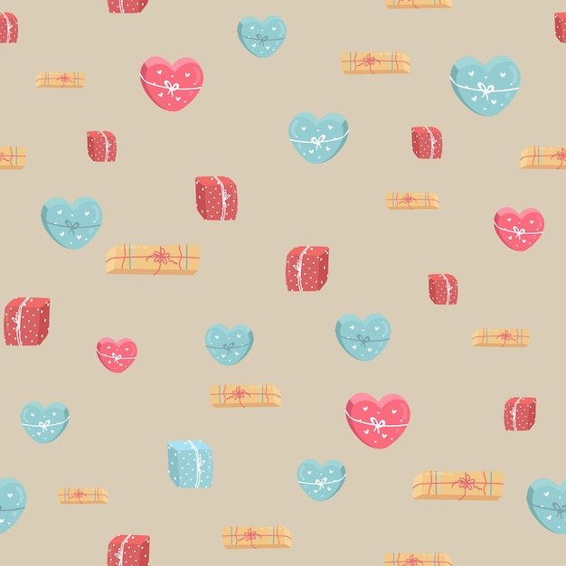 birthday presents doodle drawing seamless pattern background. flat