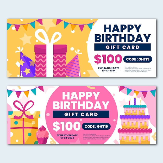 Vector birthday sale coupon template design