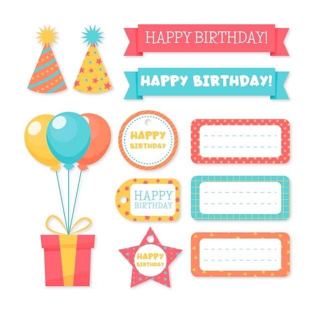 Vector birthday scrapbook set