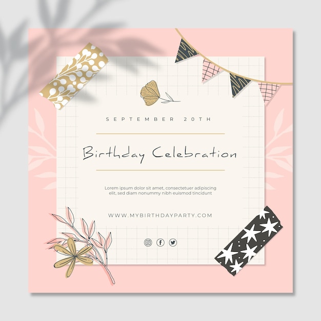 Birthday squared flyer template