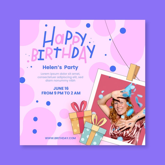 Birthday squared flyer template