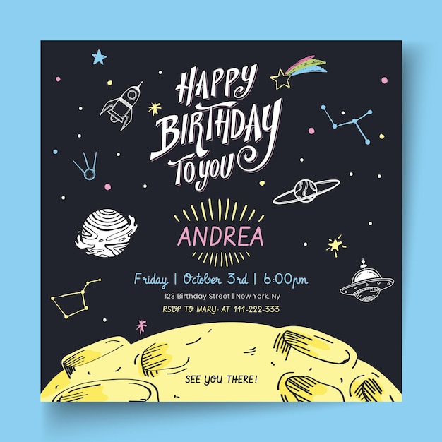 Vector birthday squared  flyer template