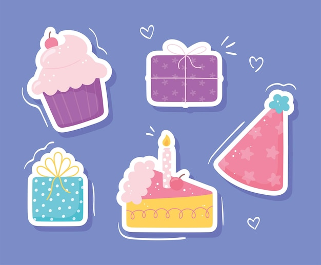 Birthday stickers icons