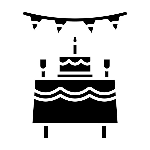 Vector birthday table glyph solid black illustration