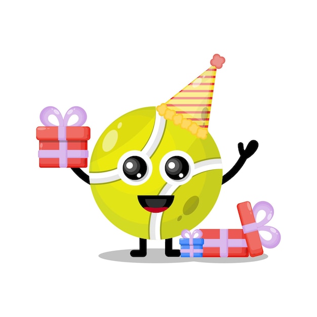 Birthday tennis ball cute character mascot