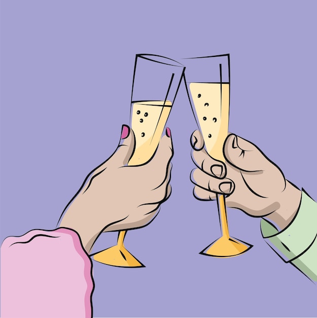 Vector birthday toast champagne illustration