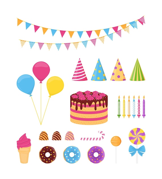 Birthday vector holiday party elements set