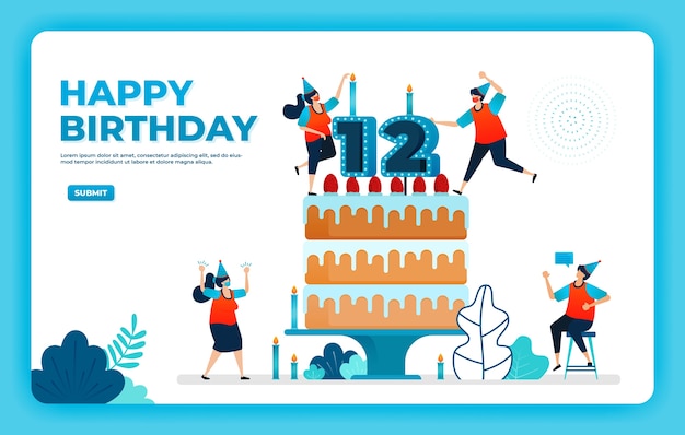 birthday vector illustration with health protocol.