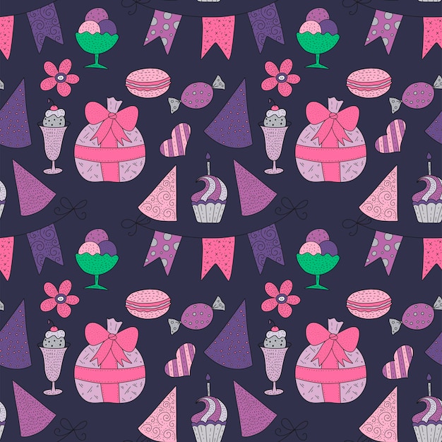 Birthday vector seamless pattern cute greeting illustration