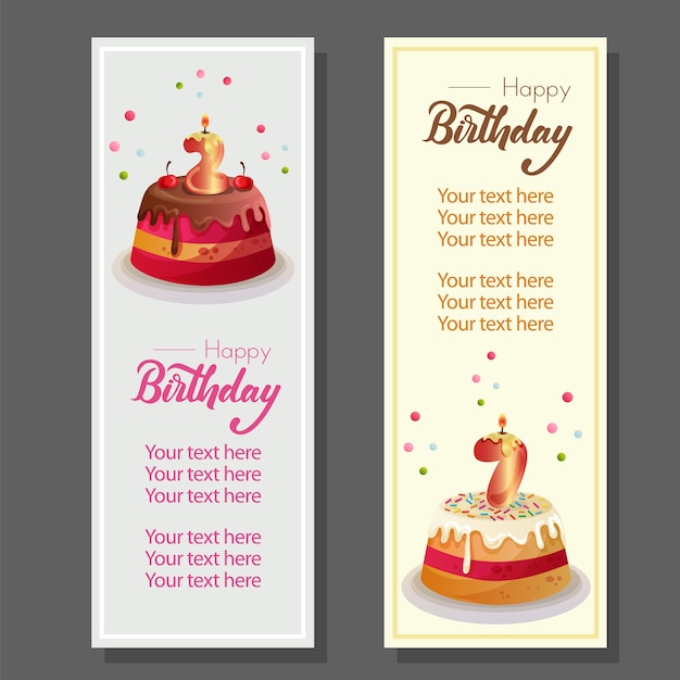 Banner verticale compleanno con torta di compleanno