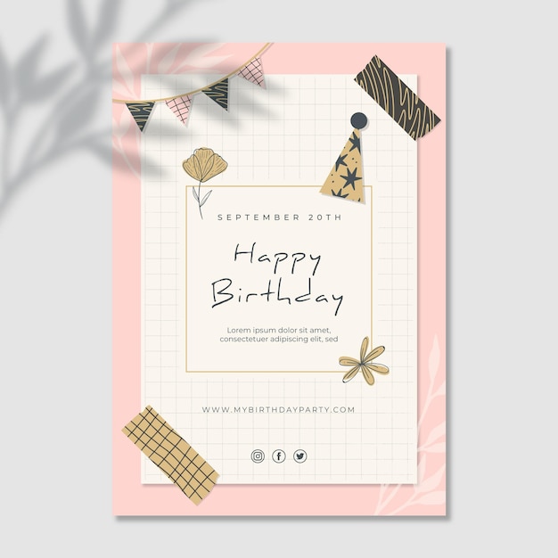 Vector birthday vertical flyer template