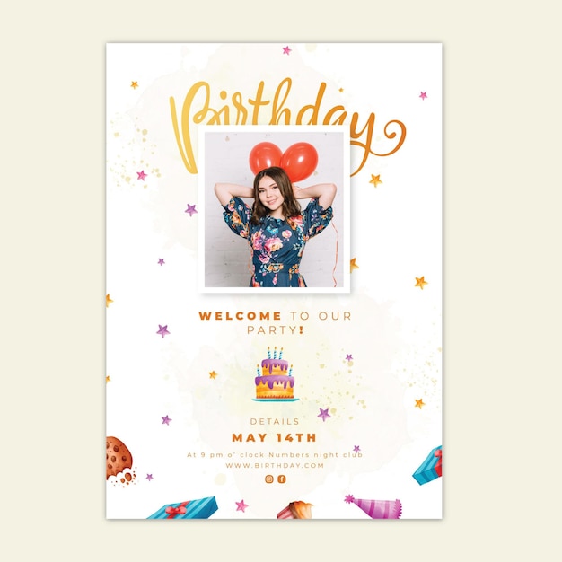 Birthday vertical flyer template