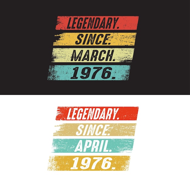 Compleanno vintage da marzo ad aprile design bundles.47th birthday gift design.year 1976 design.