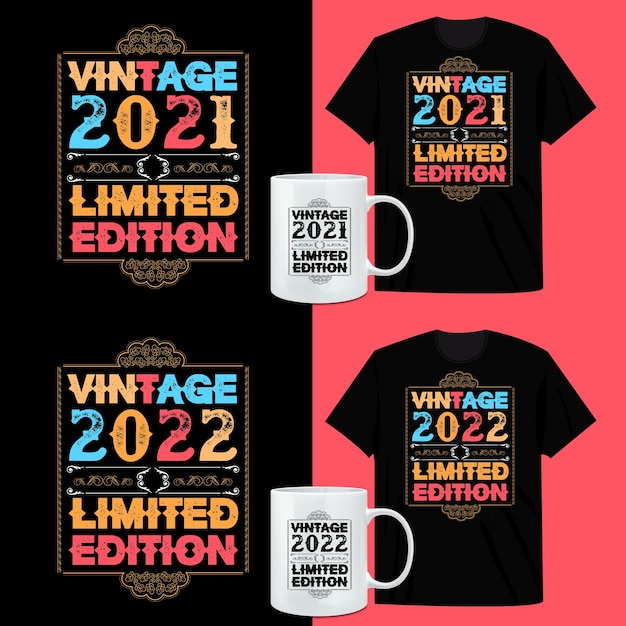 誕生日ヴィンテージtシャツのデザインとコーヒーマグカップのデザイン